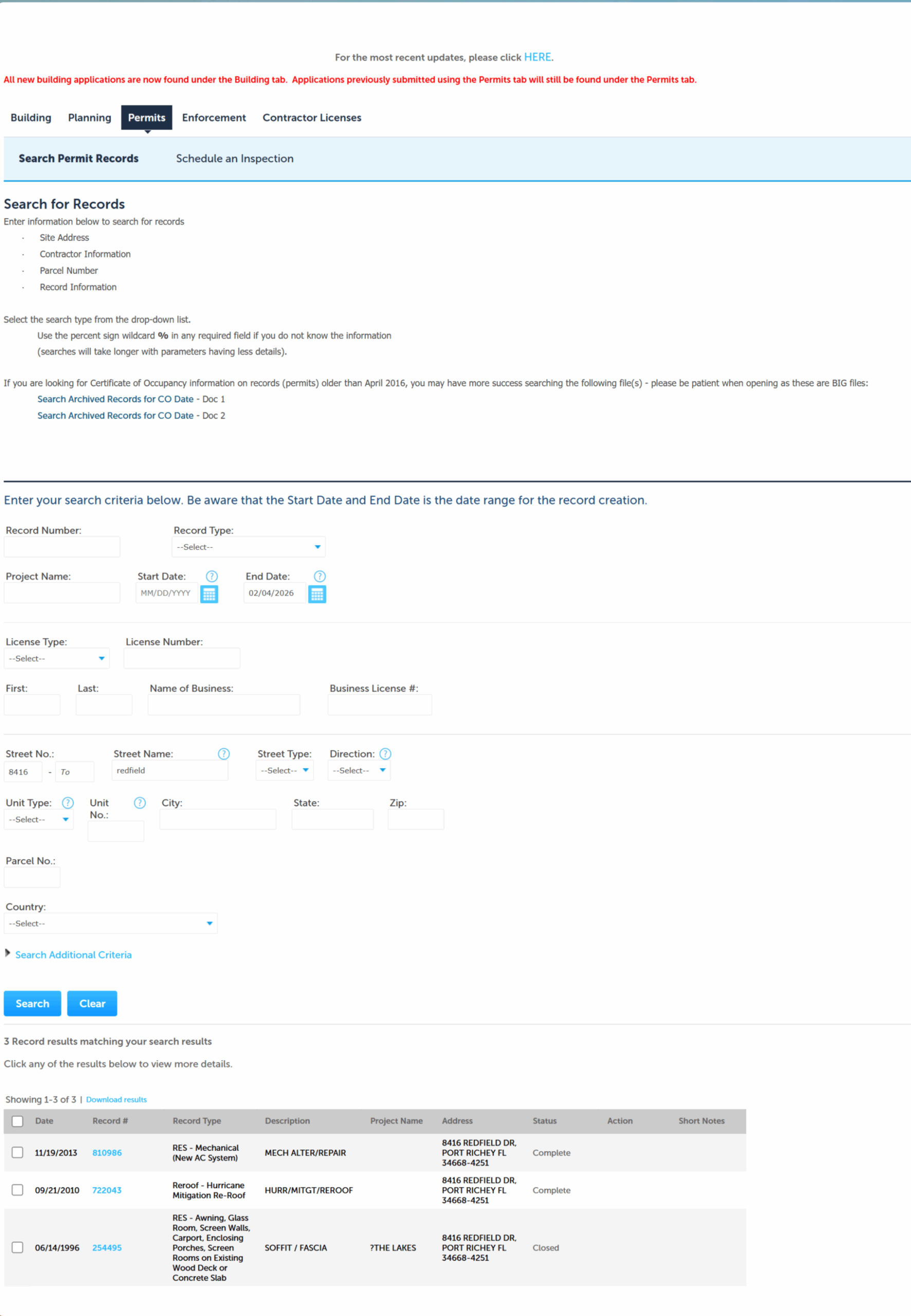 Address search example placeholder